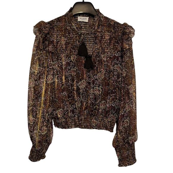 Allison New York Black & Gold Ruffled Two-Piece Mini Skirt Set Size XS - Picture 2 of 16